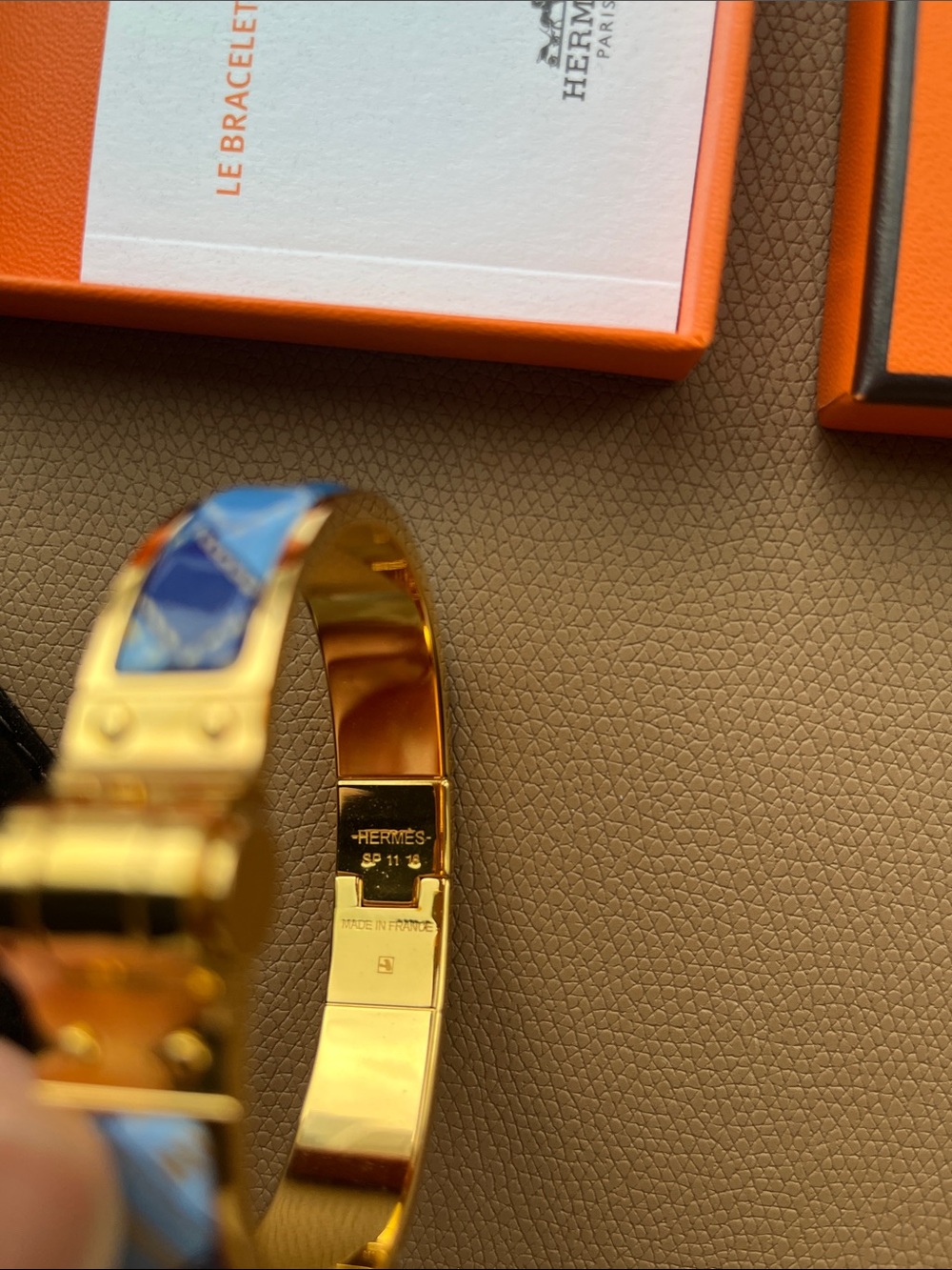 Hermes Blue Enamel and Gold Bracelet - Picture 8 of 15